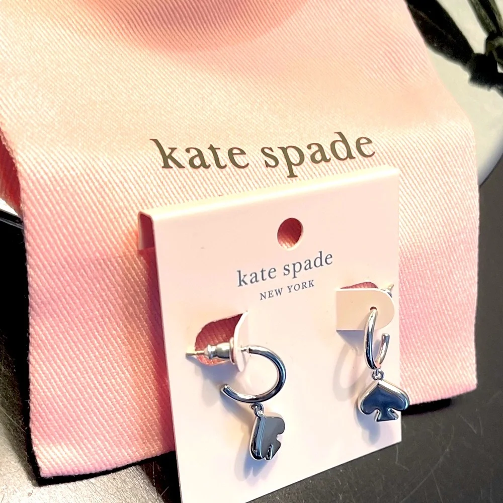 Kate Spade Silver Spade Dangle Earrings & dust bag NWT